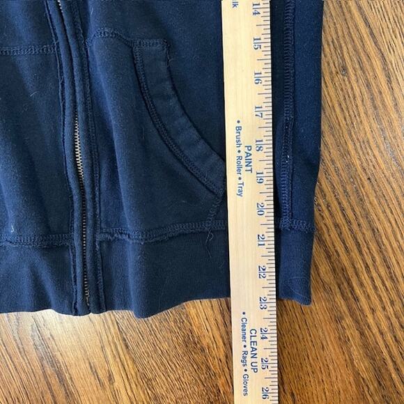 VTG Y2K Hollister Co. Zip Up Hooded Sweatshirt Women's L Navy Blue Embroidered - Picture 7 of 8